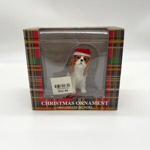 Sandicast Blenheim Cavalier King Charles Spaniel Santa Hat Christmas Ornament